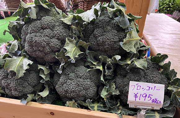 写真：地元農家さんの直送野菜が並んでいる様子